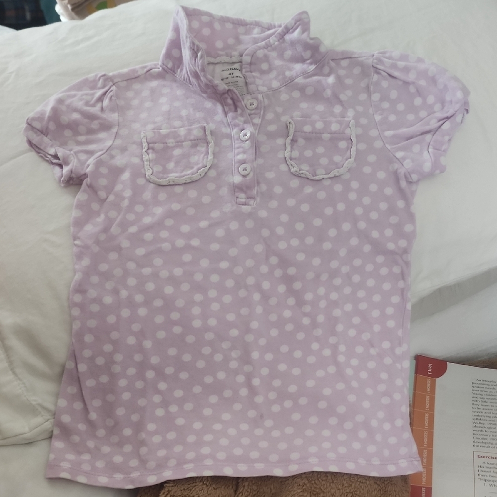 *nd 4T Old Navy Lavender Polka Dot Kids Polo With Puff Sleeves *must Be Bundled